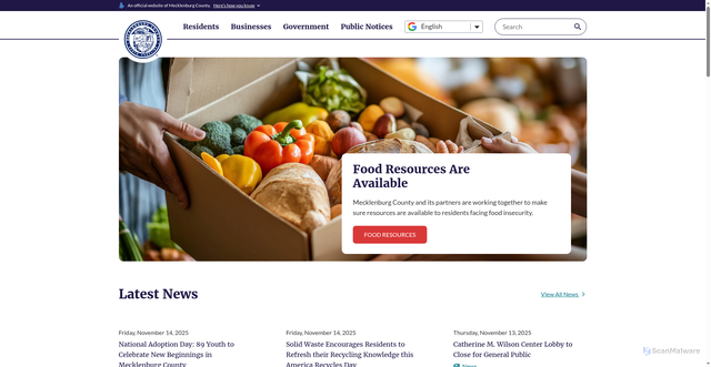 Security scan screenshot of https://www.mecknc.gov/