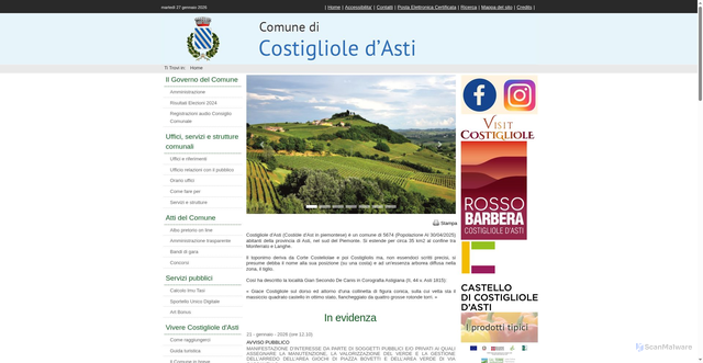Security scan screenshot of https://www.comune.costigliole.at.it/