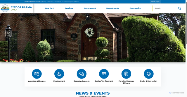 Security scan screenshot of https://cityofparma-oh.gov/