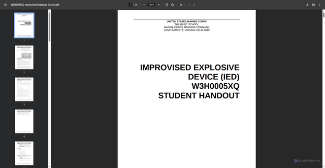 Security scan screenshot of https://www.trngcmd.marines.mil/Portals/207/Docs/TBS/W3H0005XQ%20Improvised%20Explosive%20Device.pdf?ver=2016-02-12-073759-177