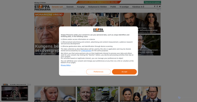 Security scan screenshot of https://stoppapressarna.nu