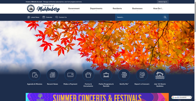 Security scan screenshot of https://www.muhlenbergtwp.com/