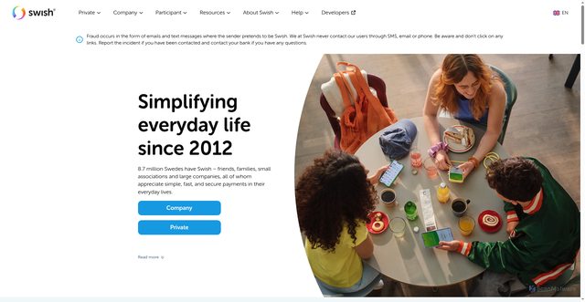 Security scan screenshot of https://www.swish.nu/
