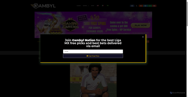 Security scan screenshot of https://www.gambyl.com/en/football/liga-mx-legends-hugo-sanchez/