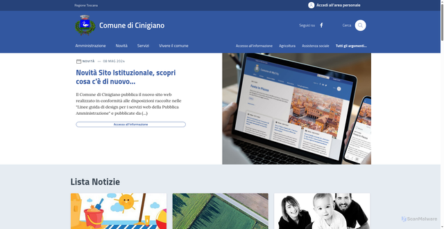 Security scan screenshot of https://www.comune.cinigiano.gr.it