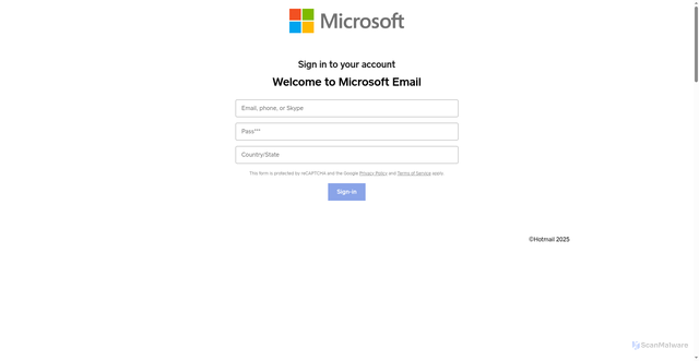 Security scan screenshot of https://hotmail-105257.weeblysite.com/