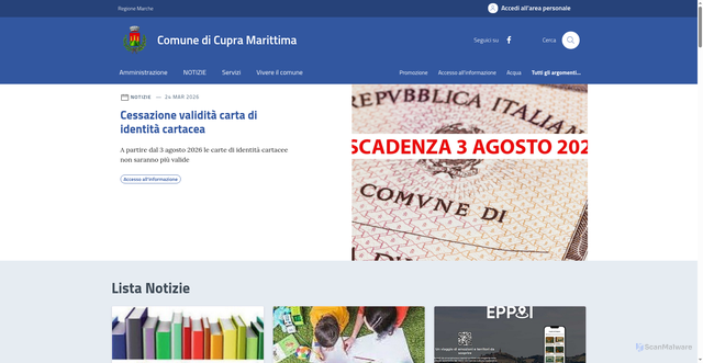 Security scan screenshot of https://www.comune.cupra-marittima.ap.it