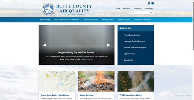 Security scan screenshot of https://www.bcaqmd.org/