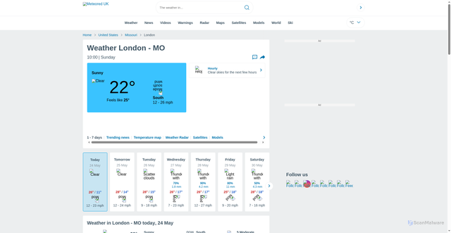 Security scan screenshot of https://www.yourweather.co.uk/weather_London-North+America-United+States-Atchison--1-331147.html