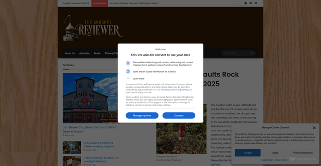Security scan screenshot of https://whiskeyreviewer.com/2025/08/bankruptcies-and-defaults-rock-american-whiskey-in-2025/