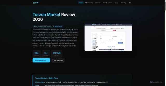 Security scan screenshot of https://official-torzon.com/