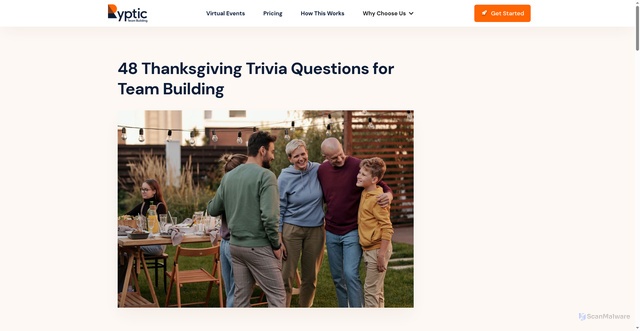 Security scan screenshot of https://www.ryptic.com/blog/thanksgiving-trivia-questions