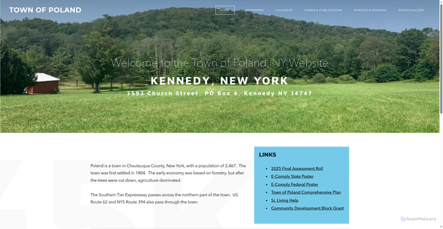 Security scan screenshot of https://www.townofpolandny.gov/
