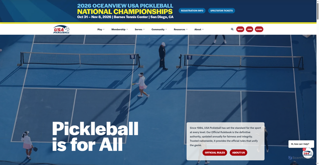 Security scan screenshot of https://usapickleball.org/