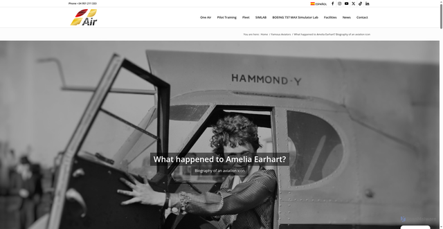 Security scan screenshot of https://www.grupooneair.com/what-happened-to-amelia-earhart/