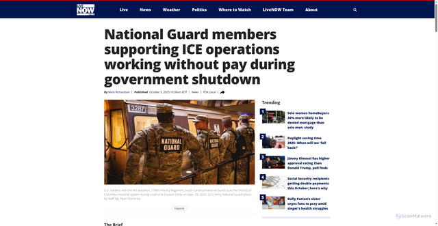 Security scan screenshot of https://www.livenowfox.com/news/national-guard-members-work-without-pay-government-shutdown