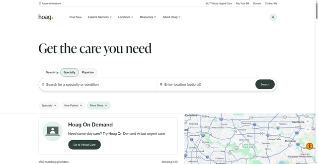 Security scan screenshot of https://www.hoag.org/