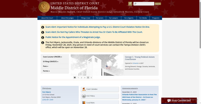 Security scan screenshot of https://www.flmd.uscourts.gov/