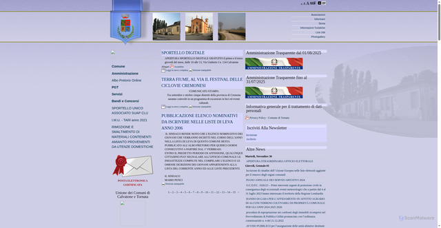 Security scan screenshot of https://www.comune.tornata.cr.it/
