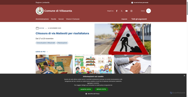 Security scan screenshot of https://www.comune.villasanta.mb.it/it