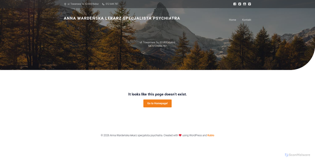 Security scan screenshot of https://psychiatria-kalisz.pl/pasta/pasto/login.php