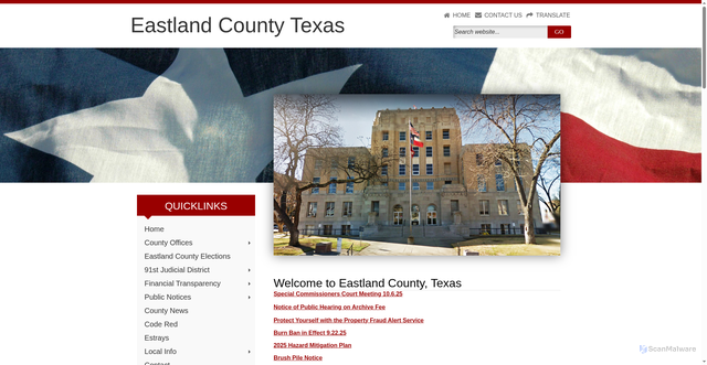 Security scan screenshot of https://www.eastlandcountytexas.com/