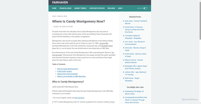 Security scan screenshot of https://tp.xrmauthority.com/8797226/where-is-candy-montgomery-now/