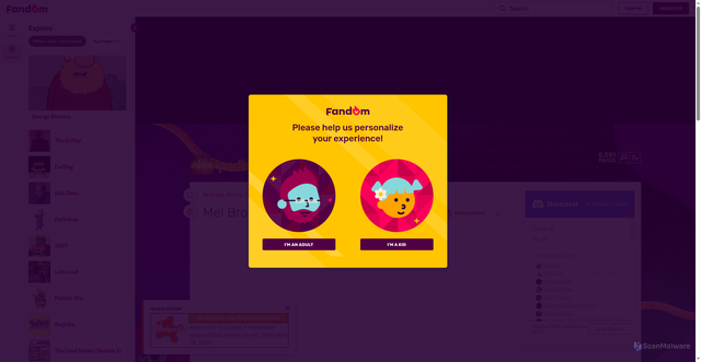 Security scan screenshot of https://nickelodeon.fandom.com/wiki/Mel_Brooks