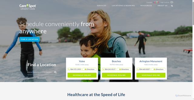 Security scan screenshot of https://carespot.com