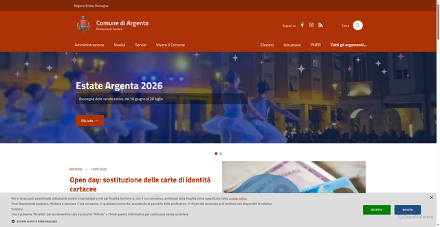 Security scan screenshot of https://www.comune.argenta.fe.it