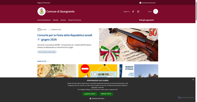 Security scan screenshot of https://www.comune.quargnento.al.it