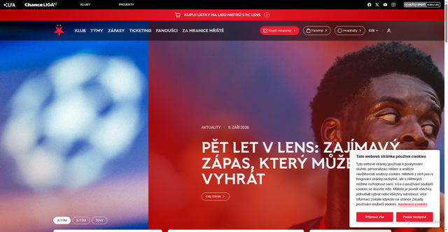 Security scan screenshot of https://www.slavia.cz/