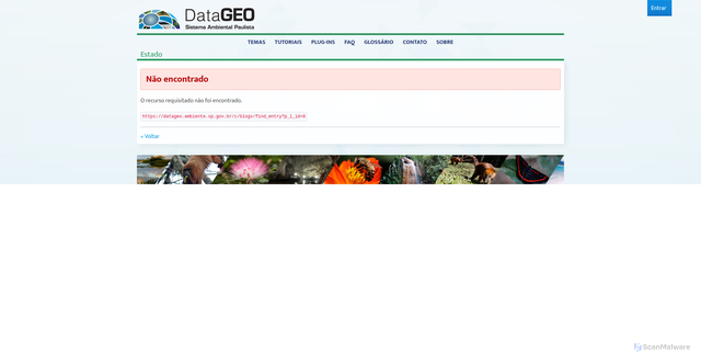 Security scan screenshot of http://datageo.ambiente.sp.gov.br/c/blogs/find_entry?p_l_id=0