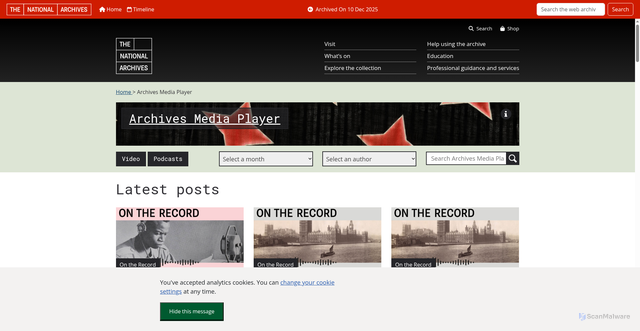 Security scan screenshot of https://webarchive.nationalarchives.gov.uk/ukgwa/20251210105221/https://media.nationalarchives.gov.uk/