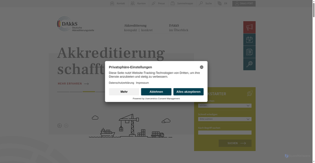 Security scan screenshot of https://www.dakks.de/de/home.html
