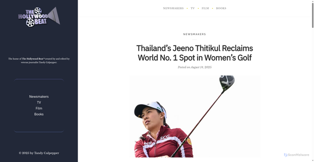 Security scan screenshot of https://www.thehollywoodbeat.com/2025/08/14/thailands-jeeno-thitikul-reclaims-world-no-1-spot-in-womens-golf/