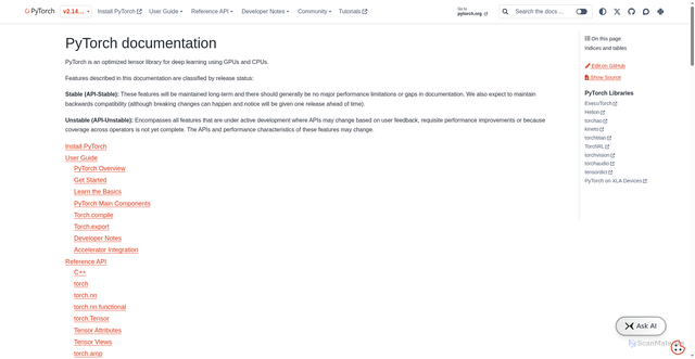 Security scan screenshot of https://docs.pytorch.org