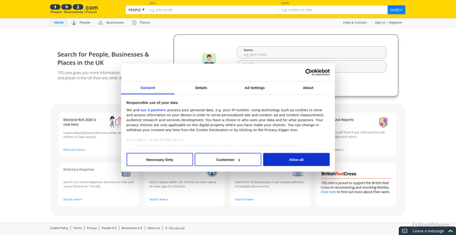 Security scan screenshot of https://www.192.com