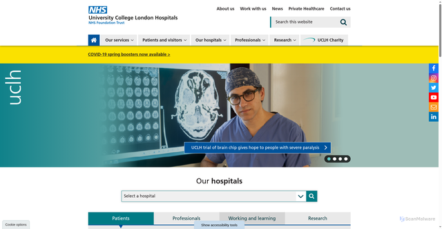 Security scan screenshot of http://www.uclh.nhs.uk