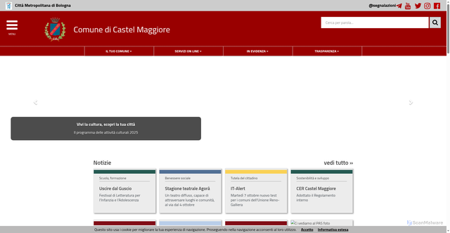 Security scan screenshot of https://www.comune.castel-maggiore.bo.it/servizi/notizie/notizie_homepage.aspx