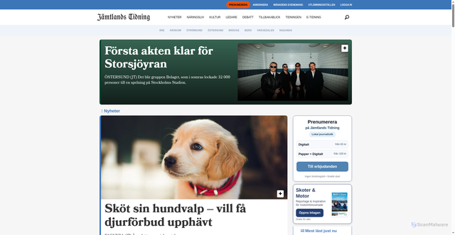 Security scan screenshot of https://www.jamtlandstidning.se/