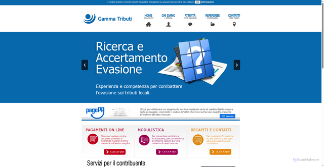 Security scan screenshot of http://www.gammatributi.it/