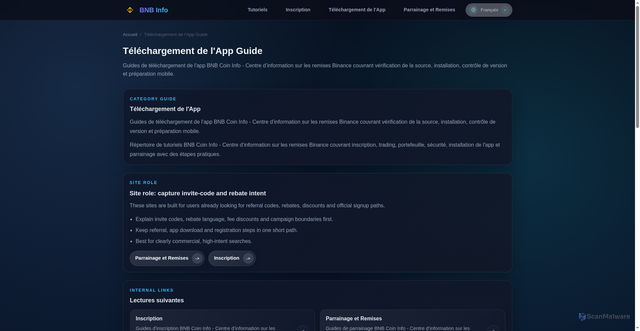 Security scan screenshot of https://bnbcoininfo.com/fr/category/download/
