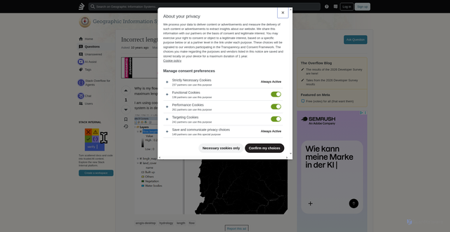 Security scan screenshot of https://gis.stackexchange.com/questions/212320/incorrect-length-from-flow-length-tool