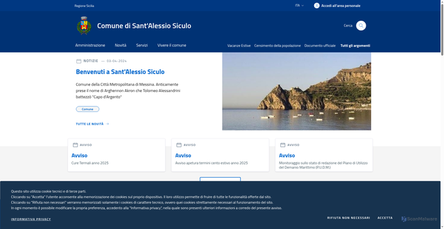 Security scan screenshot of https://www.comune.santalessiosiculo.me.it/
