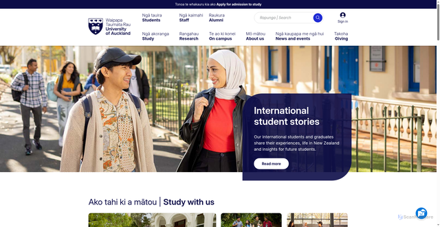 Security scan screenshot of https://www.auckland.ac.nz/en.html