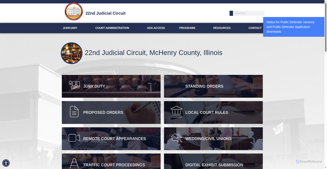 Security scan screenshot of https://www.22ndcircuitil.gov/