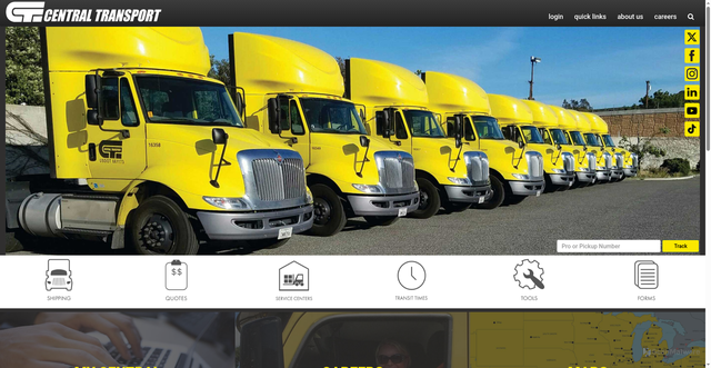 Security scan screenshot of https://www.centraltransport.com/
