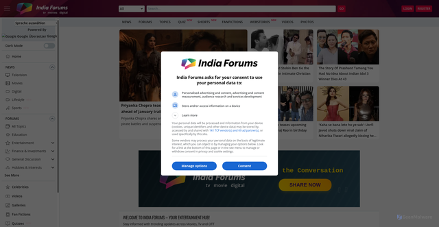 Security scan screenshot of https://www.indiaforums.com