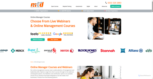 Security scan screenshot of https://www.mtdtraining.com/online-management-training?utm_source=keap&utm_medium=email&utm_campaign=sig-certified-online-courses
